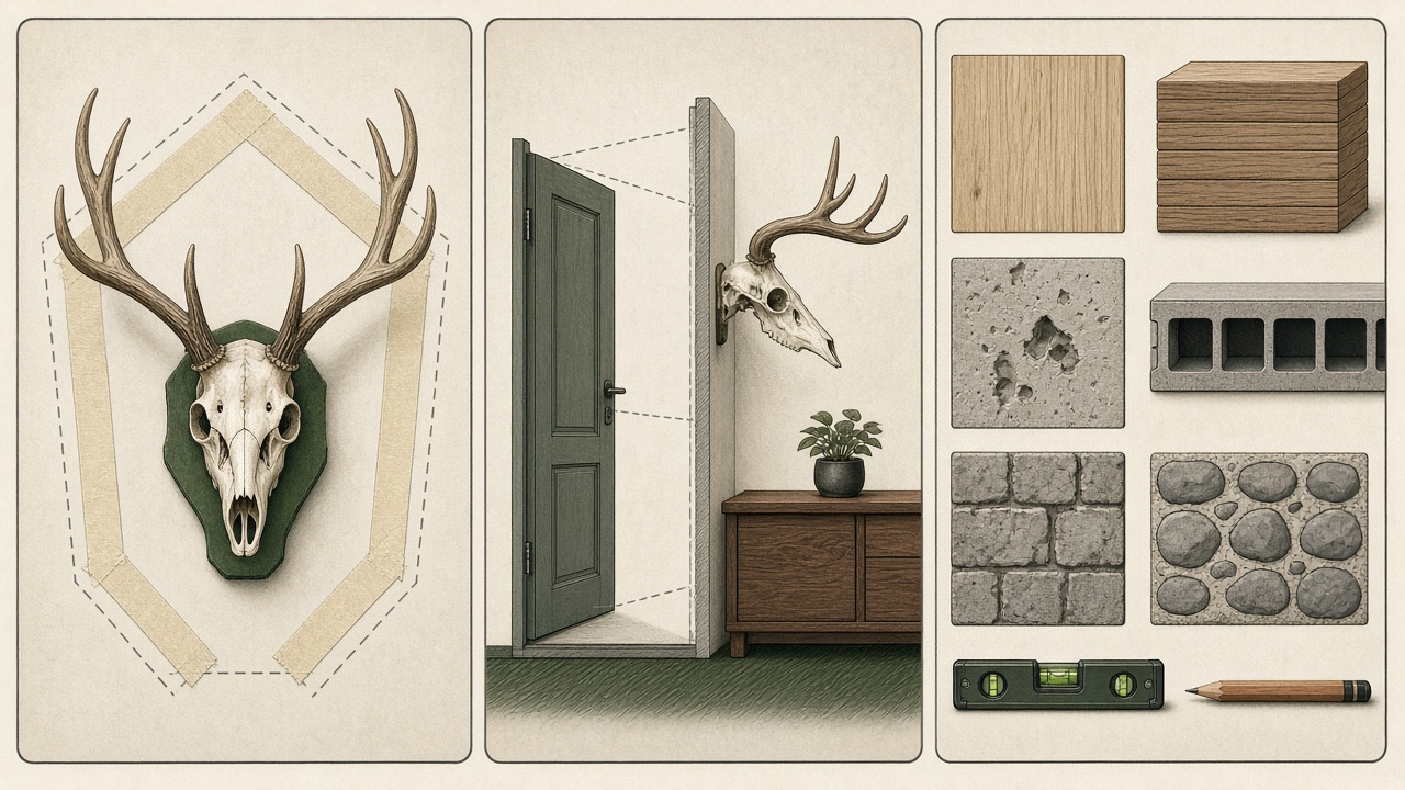 European mount wall-clearance layout marked with surrounding furniture and door space