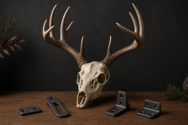 Natural European mount with generic hanger hardware options arranged on a table