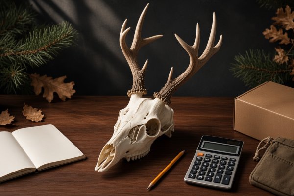 European mount displayed indoors above a wood console