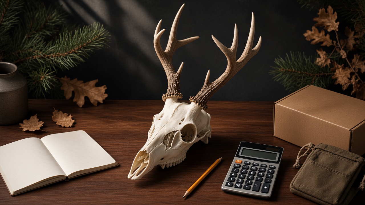 European mount displayed indoors above a wood console