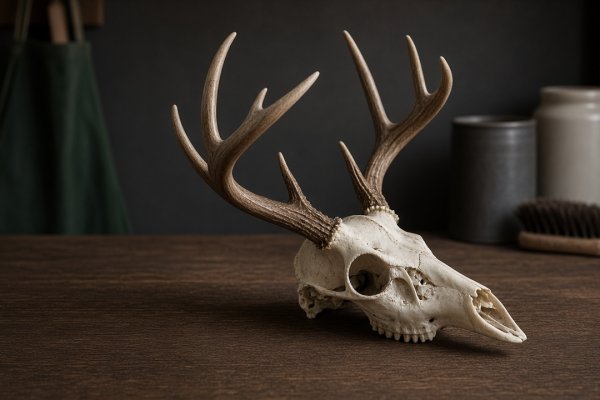Cleaned deer skull prepared for a European mount display