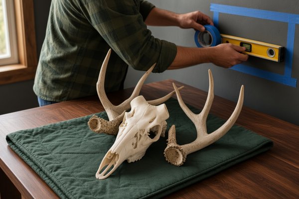 European mount positioned on an indoor wall