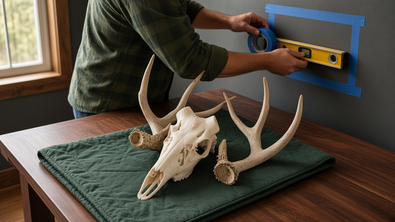 European mount positioned on an indoor wall